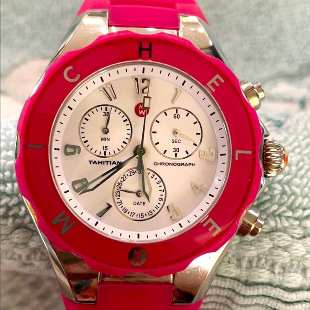 Michele Pink & Silver Watch